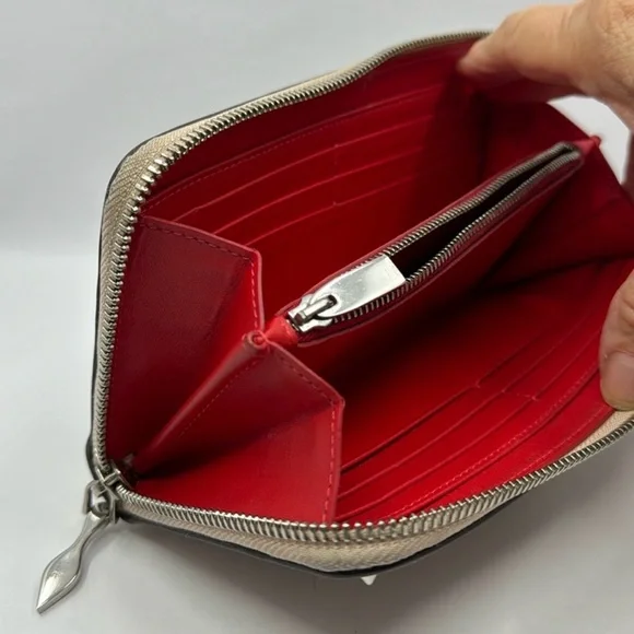 Christian Louboutin Blush zip around Studded Wallet
